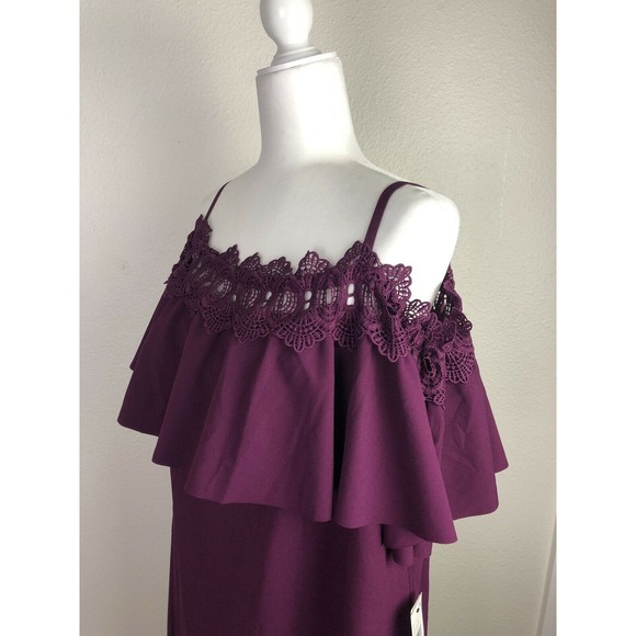 BCX Women's Juniors Purple Lace Sleeveless Cocktail Dress Size 3X - Picture 8 of 12
